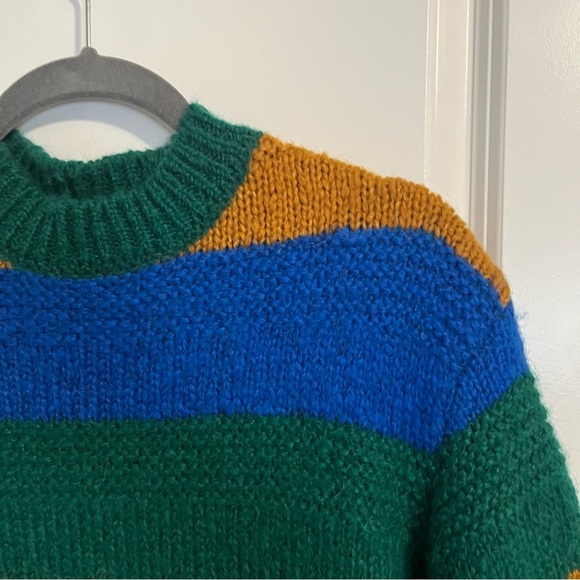 Zara Men’s color block multicolored alpaca wool blend crew neck sweater sz M. - Picture 9 of 11